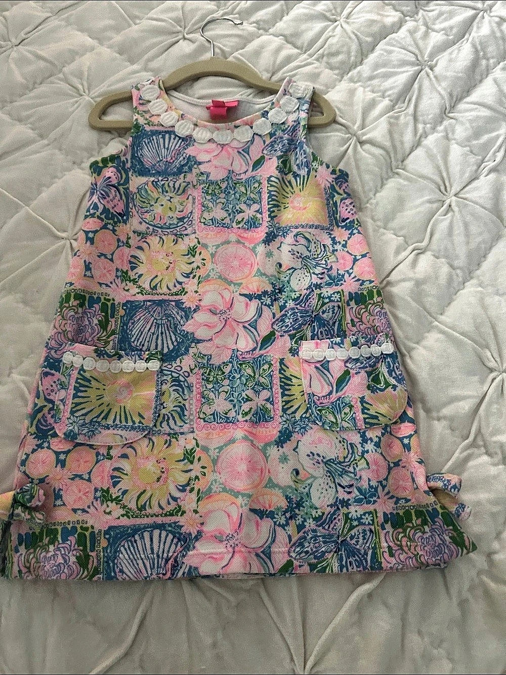 Lilly Pulitzer Little Lilly Classic Shift Dress Floral Pink & Blue Girls 4T